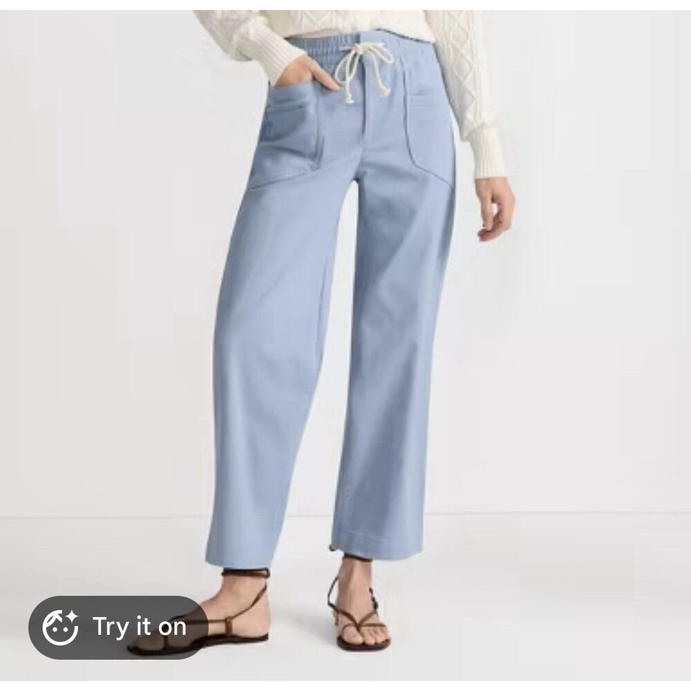 Lands End Women’s Size 8 Herringbone Chino High Rise Pants Relaxed Straight